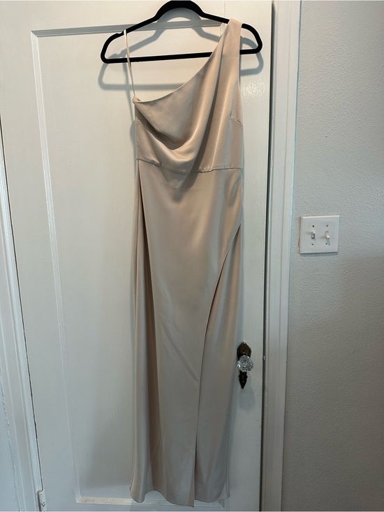 BHLDN Dresses & Skirts - Satin Champagne One Shoulder Dress